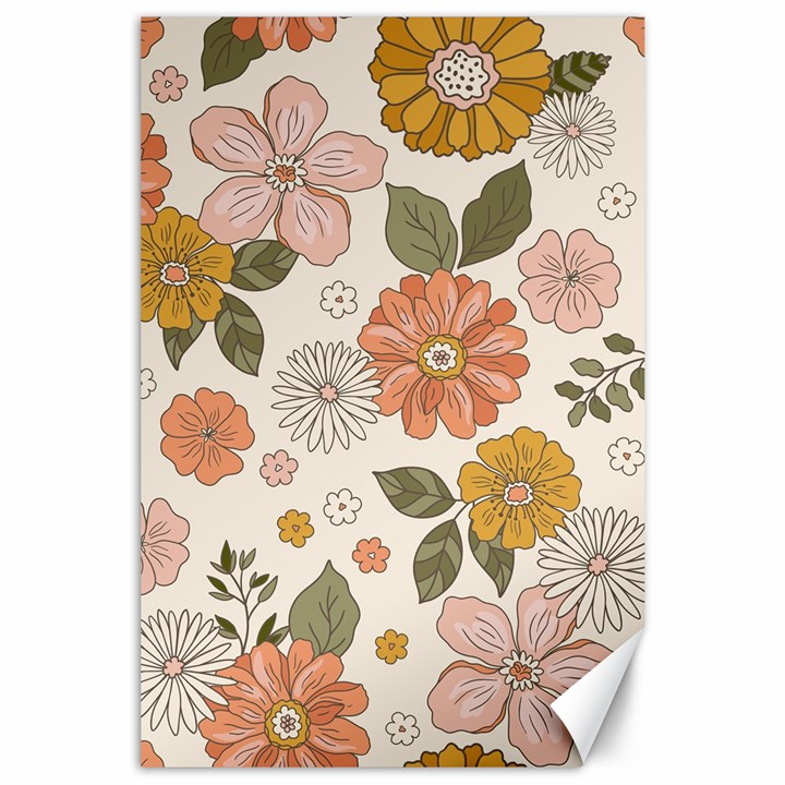 Flower Petals Plants Floral Print Pattern Design Canvas 24  x 36 