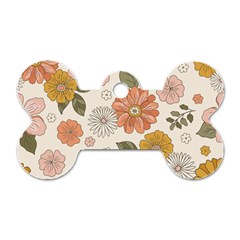 Flower Petals Plants Floral Print Pattern Design Dog Tag Bone (two Sides) by Ravend