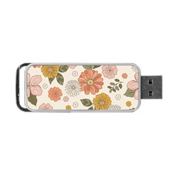 Flower Petals Plants Floral Print Pattern Design Portable Usb Flash (two Sides) by Ravend