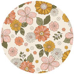 Flower Petals Plants Floral Print Pattern Design Wooden Puzzle Round by Ravend