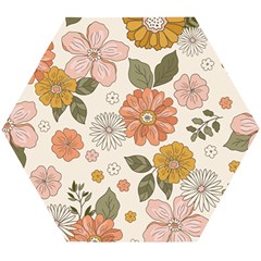 Flower Petals Plants Floral Print Pattern Design Wooden Puzzle Hexagon by Ravend