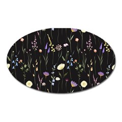 Flowers Floral Pattern Floral Print Background Oval Magnet by Ravend