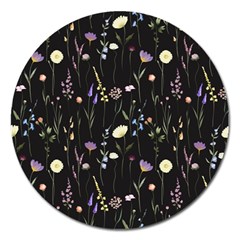 Flowers Floral Pattern Floral Print Background Magnet 5  (round) by Ravend