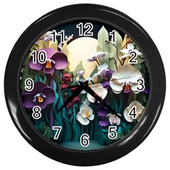 Ai Generated Flower Orchids Bloom Flora Nature Wall Clock (black) by Ravend