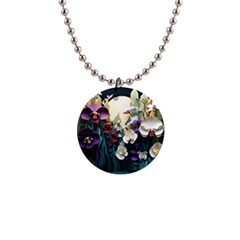 Ai Generated Flower Orchids Bloom Flora Nature 1  Button Necklace by Ravend