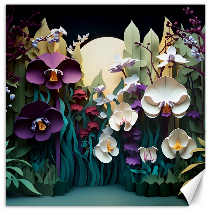 Ai Generated Flower Orchids Bloom Flora Nature Canvas 12  x 12 