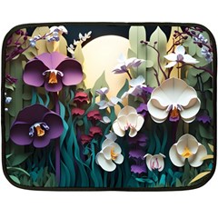 Ai Generated Flower Orchids Bloom Flora Nature Fleece Blanket (mini) by Ravend