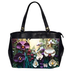 Ai Generated Flower Orchids Bloom Flora Nature Oversize Office Handbag (2 Sides) by Ravend