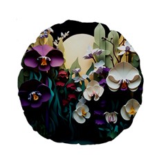 Ai Generated Flower Orchids Bloom Flora Nature Standard 15  Premium Round Cushions by Ravend