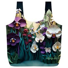 Ai Generated Flower Orchids Bloom Flora Nature Full Print Recycle Bag (xl) by Ravend