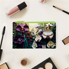 Ai Generated Flower Orchids Bloom Flora Nature Cosmetic Bag (xs) by Ravend