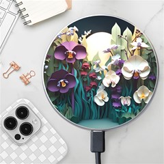 Ai Generated Flower Orchids Bloom Flora Nature Wireless Fast Charger(white) by Ravend