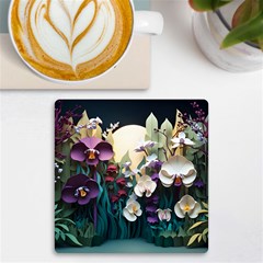 Ai Generated Flower Orchids Bloom Flora Nature Uv Print Square Tile Coaster  by Ravend