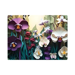 Ai Generated Flower Orchids Bloom Flora Nature One Side Premium Plush Fleece Blanket (mini) by Ravend