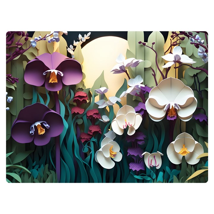 Ai Generated Flower Orchids Bloom Flora Nature Premium Plush Fleece Blanket (Extra Small)