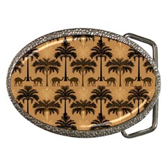 Ai Generated Camels Palm Trees Pattern Belt Buckles by Ravend