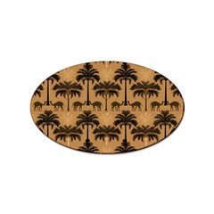 Ai Generated Camels Palm Trees Pattern Sticker (oval) by Ravend