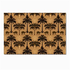 Ai Generated Camels Palm Trees Pattern Postcard 4 x 6  (pkg Of 10) by Ravend