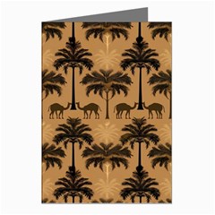 Ai Generated Camels Palm Trees Pattern Greeting Cards (pkg Of 8)