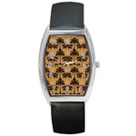 Ai Generated Camels Palm Trees Pattern Barrel Style Metal Watch Front