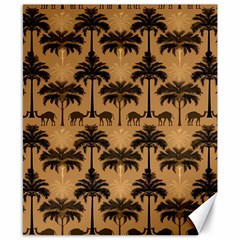 Ai Generated Camels Palm Trees Pattern Canvas 8  X 10  by Ravend