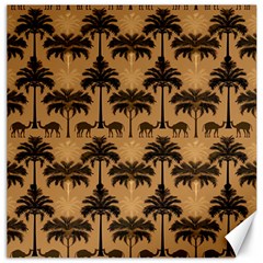 Ai Generated Camels Palm Trees Pattern Canvas 12  X 12  by Ravend