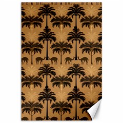 Ai Generated Camels Palm Trees Pattern Canvas 12  X 18  by Ravend