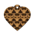 Ai Generated Camels Palm Trees Pattern Dog Tag Heart (One Side) Front