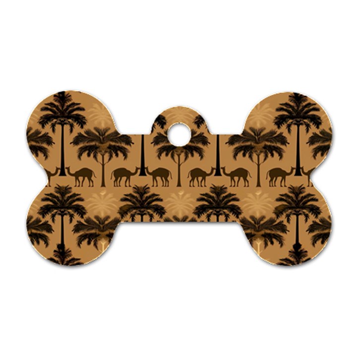 Ai Generated Camels Palm Trees Pattern Dog Tag Bone (One Side)