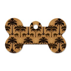 Ai Generated Camels Palm Trees Pattern Dog Tag Bone (two Sides) by Ravend