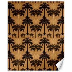 Ai Generated Camels Palm Trees Pattern Canvas 11  X 14  by Ravend