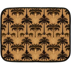 Ai Generated Camels Palm Trees Pattern Fleece Blanket (mini) by Ravend