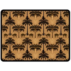 Ai Generated Camels Palm Trees Pattern One Side Fleece Blanket (large) by Ravend