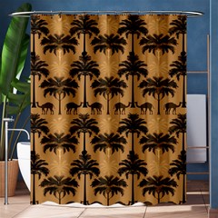 Ai Generated Camels Palm Trees Pattern Shower Curtain 60  X 72  (medium)  by Ravend