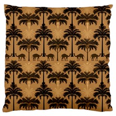 Ai Generated Camels Palm Trees Pattern Large Cushion Case (two Sides) by Ravend