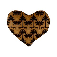 Ai Generated Camels Palm Trees Pattern Standard 16  Premium Heart Shape Cushions by Ravend