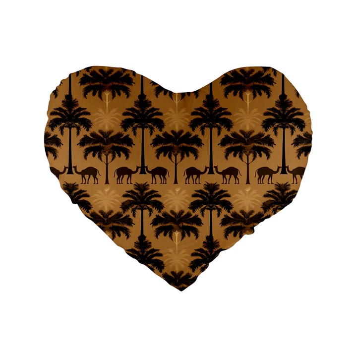 Ai Generated Camels Palm Trees Pattern Standard 16  Premium Heart Shape Cushions