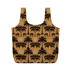 Ai Generated Camels Palm Trees Pattern Full Print Recycle Bag (m) by Ravend