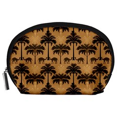 Ai Generated Camels Palm Trees Pattern Accessory Pouch (large)