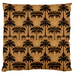 Ai Generated Camels Palm Trees Pattern Standard Premium Plush Fleece Cushion Case (one Side) by Ravend