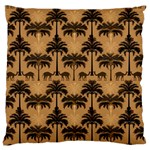 Ai Generated Camels Palm Trees Pattern Large Premium Plush Fleece Cushion Case (Two Sides) Back