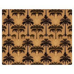 Ai Generated Camels Palm Trees Pattern Premium Plush Fleece Blanket (medium) by Ravend