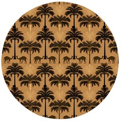 Ai Generated Camels Palm Trees Pattern Wooden Bottle Opener (round) by Ravend