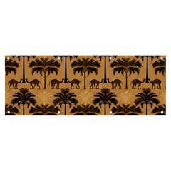 Ai Generated Camels Palm Trees Pattern Banner And Sign 8  X 3  by Ravend