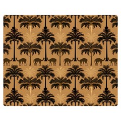 Ai Generated Camels Palm Trees Pattern One Side Premium Plush Fleece Blanket (medium) by Ravend