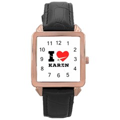 I Love Karen Rose Gold Leather Watch  by ilovewhateva