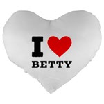 I love betty Large 19  Premium Flano Heart Shape Cushions Back