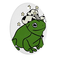 Frog With A Cowboy Hat Oval Ornament (two Sides)