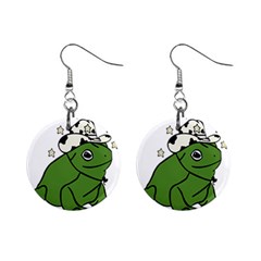 Frog With A Cowboy Hat Mini Button Earrings