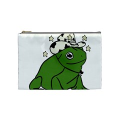 Frog With A Cowboy Hat Cosmetic Bag (medium) by Teevova